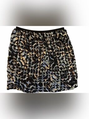 Paraella Black Silver Sequin Mini Skirt
